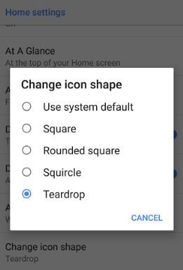 Mainīt ikonas formu operētājsistēmā Android 8.1