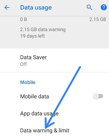 Datu brīdinājums un ierobežojums android P