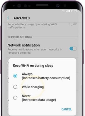 Kā iestatīt Wi-Fi ieslēgšanu miega laikā Samsung Galaxy S9 un S9 Plus